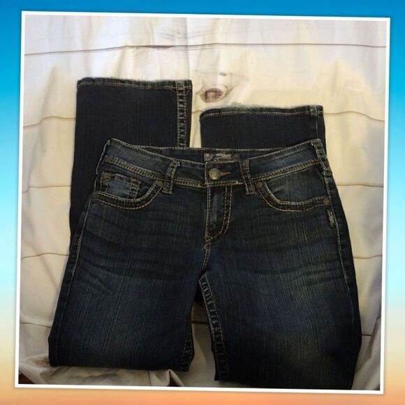 Silver Women's Suki Surplus Flap Pockets Boot Cut Stretch Size W28 L30 - Picture 3 of 7
